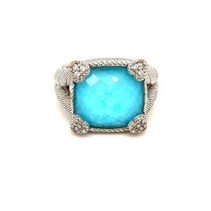 Judith Ripka 925 Turquoise Quartz Doublet Ring